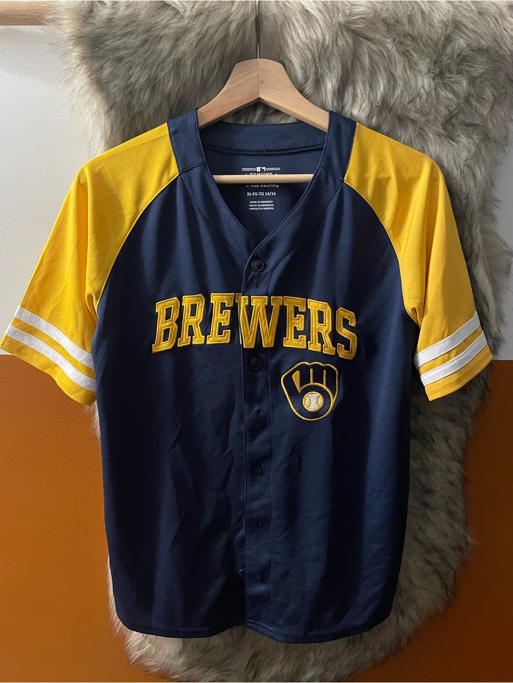Milwaukee Brewers Big Kids Navy & Gold Baseball Jersey & Shorts Set